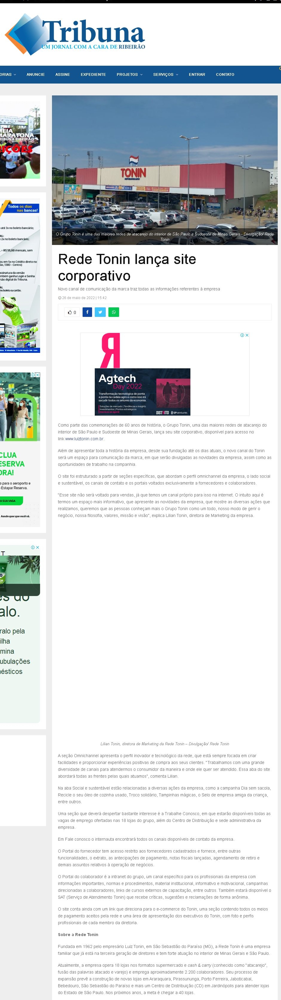 Rede Tonin lança site corporativo -Tribuna Ribeirão - Online