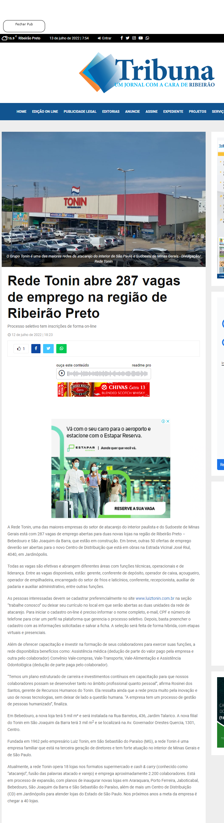 Rede Tonin abre 287 vagas de emprego na região de Ribeirão Preto - A Tribuna 
