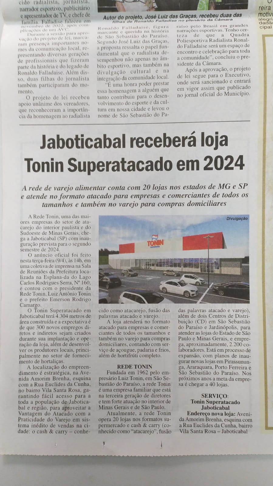 JABOTICABAL RECEBERÁ LOJA TONIN SUPERATACADO EM 2024